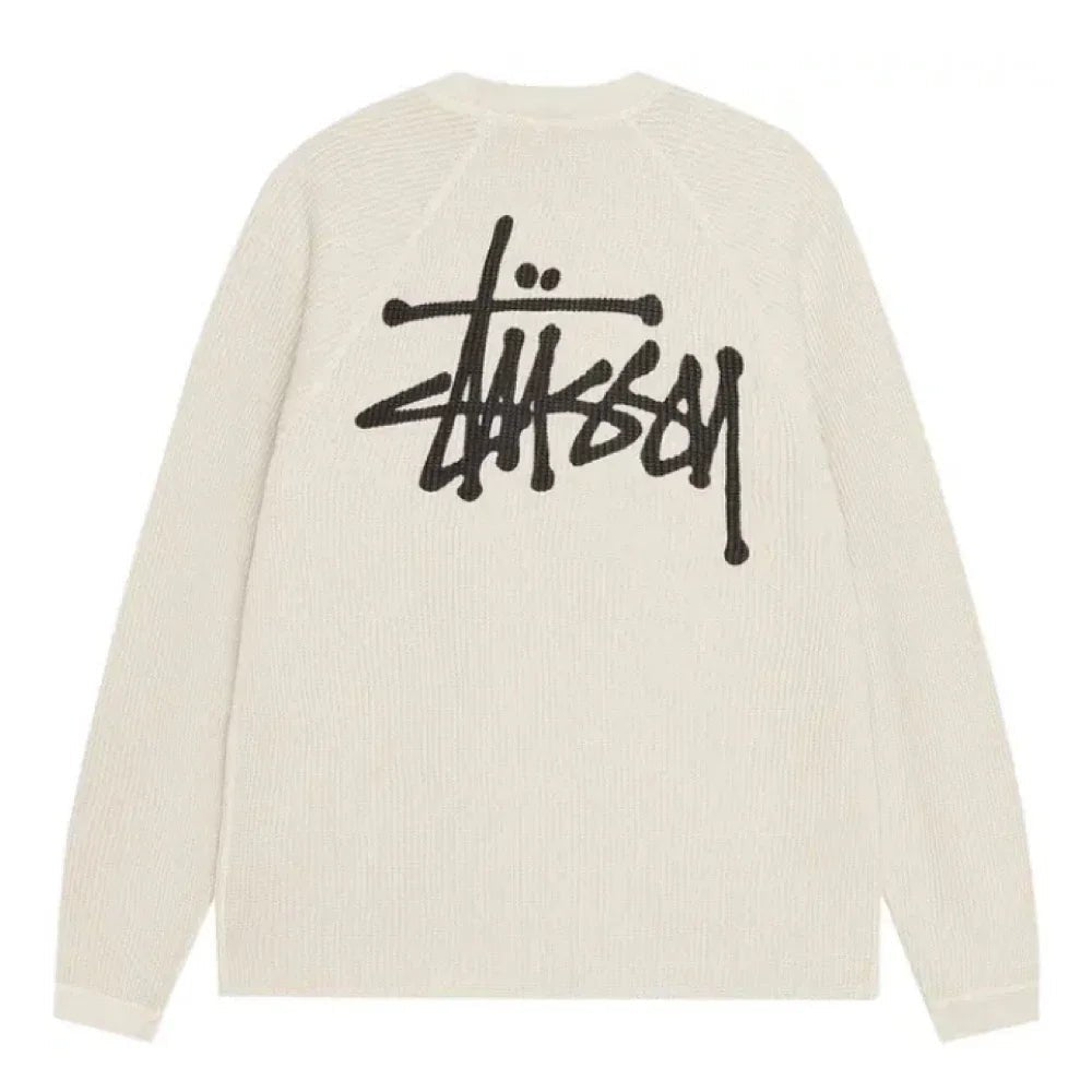 Stussy Raglan Thermal Long-Sleeve Crew Bone – AFewVibe