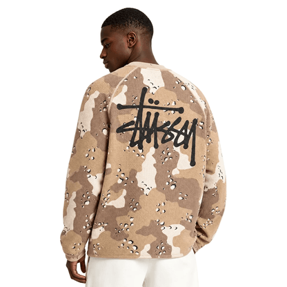 Stussy Raglan Thermal Long-Sleeve Crew Desert Camo - AFewVibe