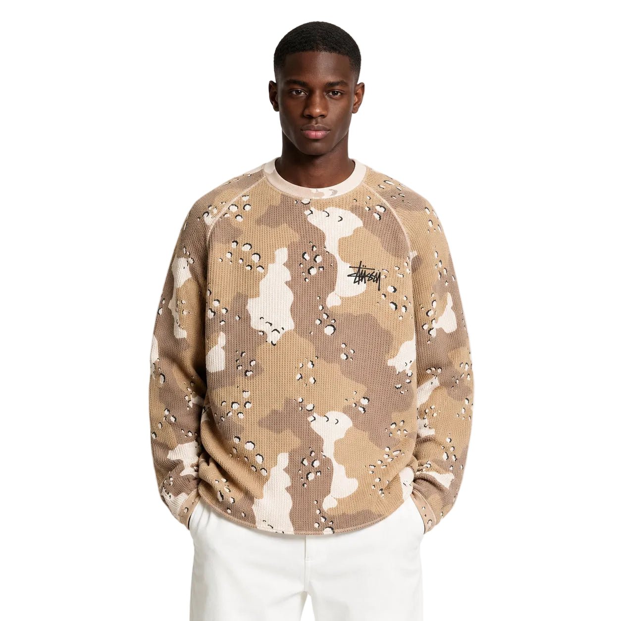 Stussy Raglan Thermal Long-Sleeve Crew Desert Camo – AFewVibe