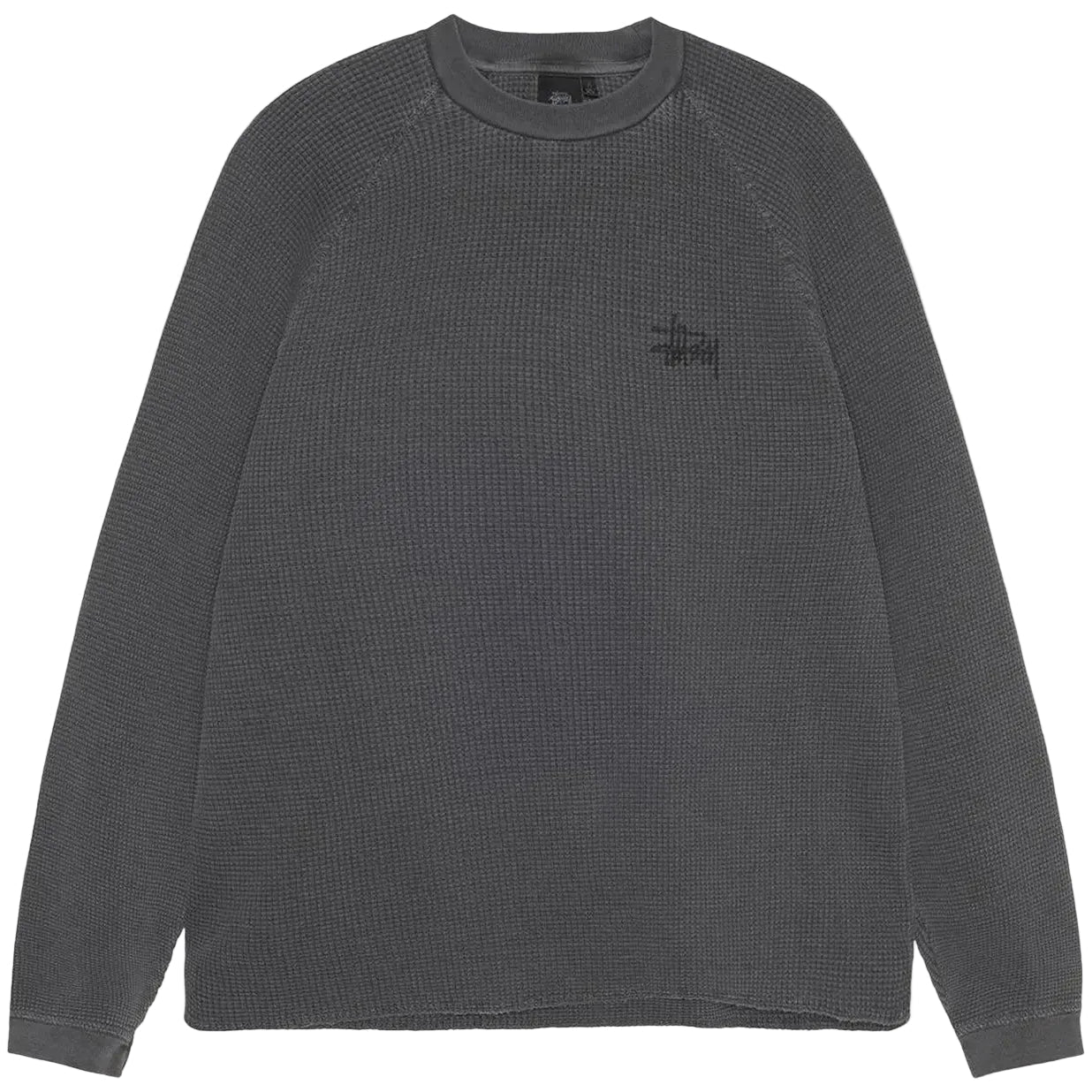 Stussy Raglan Thermal Long-Sleeve Crew Washed Black – AFewVibe