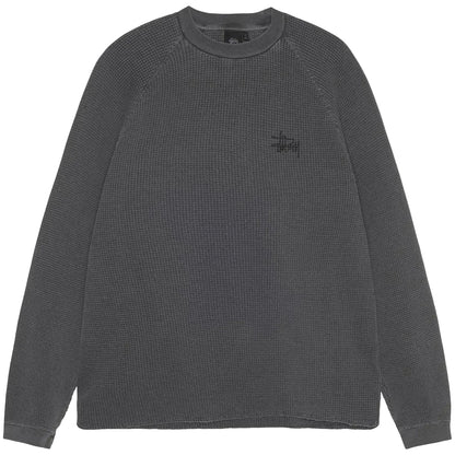 Stussy Raglan Thermal Long-Sleeve Crew Washed Black - AFewVibe