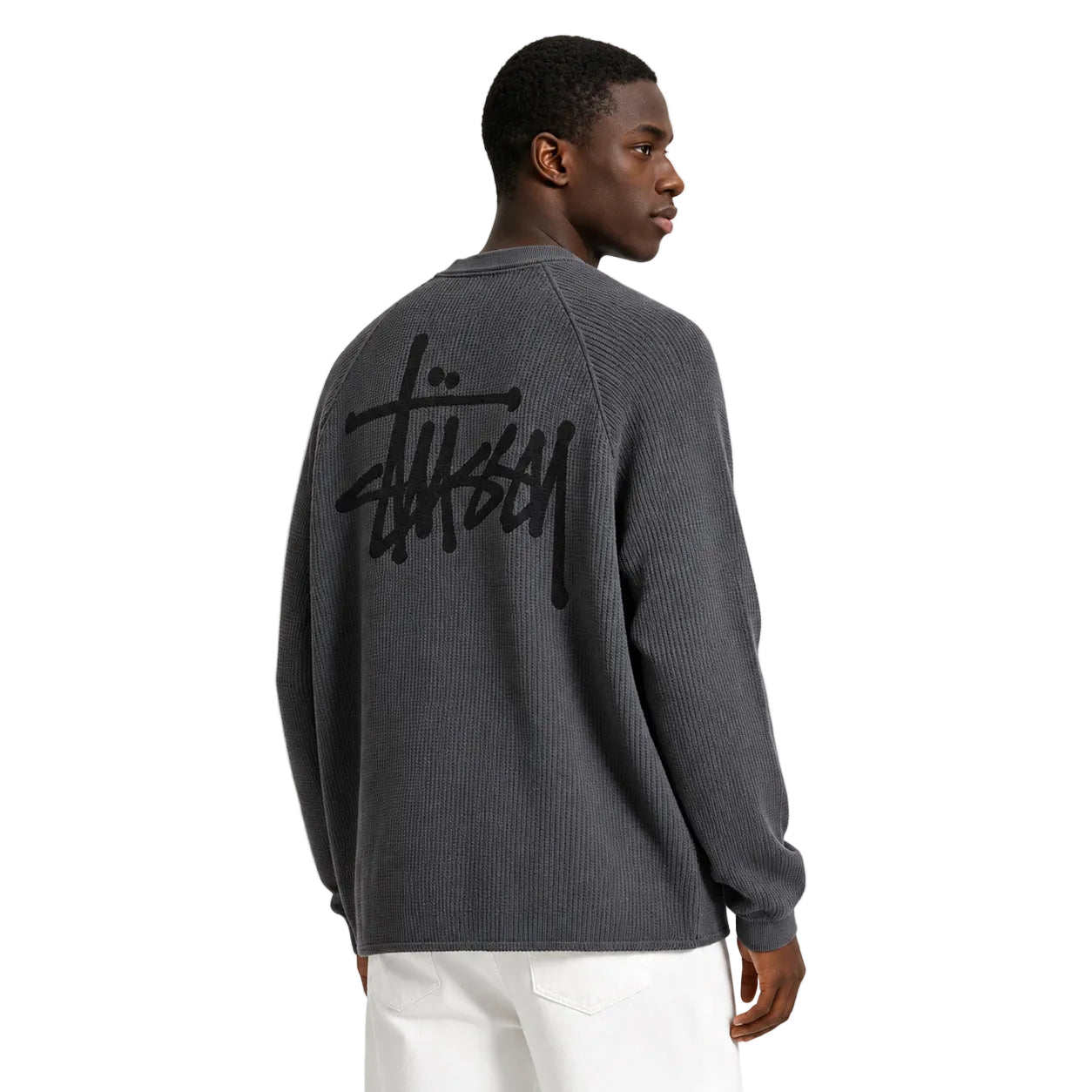 Stussy Raglan Thermal Long-Sleeve Crew Washed Black – AFewVibe