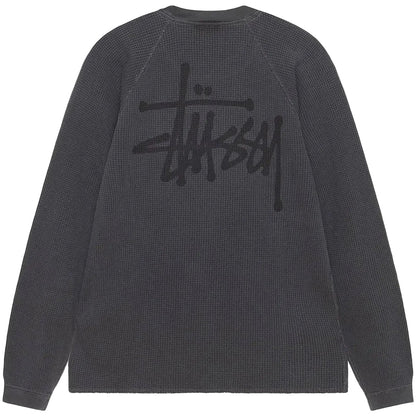 Stussy Raglan Thermal Long-Sleeve Crew Washed Black - AFewVibe