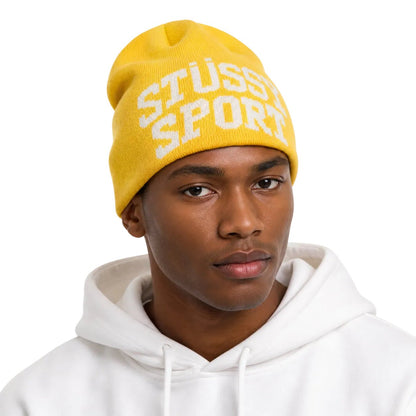 Stussy Sport Jacquard Skullcap Beanie Yellow - AFewVibe