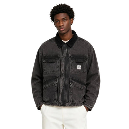Stussy Washed Canvas Shop Jacket Black - AFewVibe