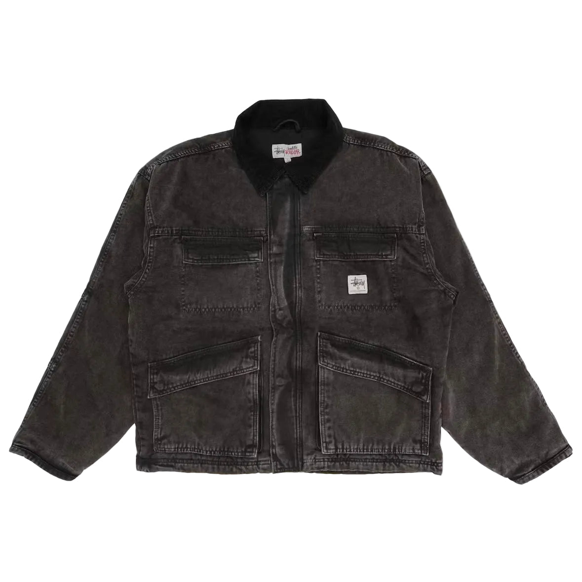 Stussy Washed Canvas Shop Jacket Black - AFewVibe