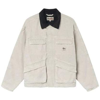 Stussy Washed Canvas Shop Jacket Bone - AFewVibe