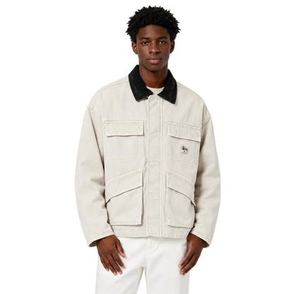 Stussy Washed Canvas Shop Jacket Bone - AFewVibe