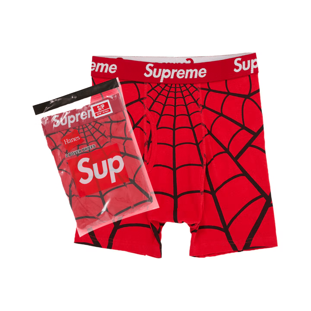 Supreme Hanes Spider Man Boxer Briefs 2 Pack Red - AFewVibe