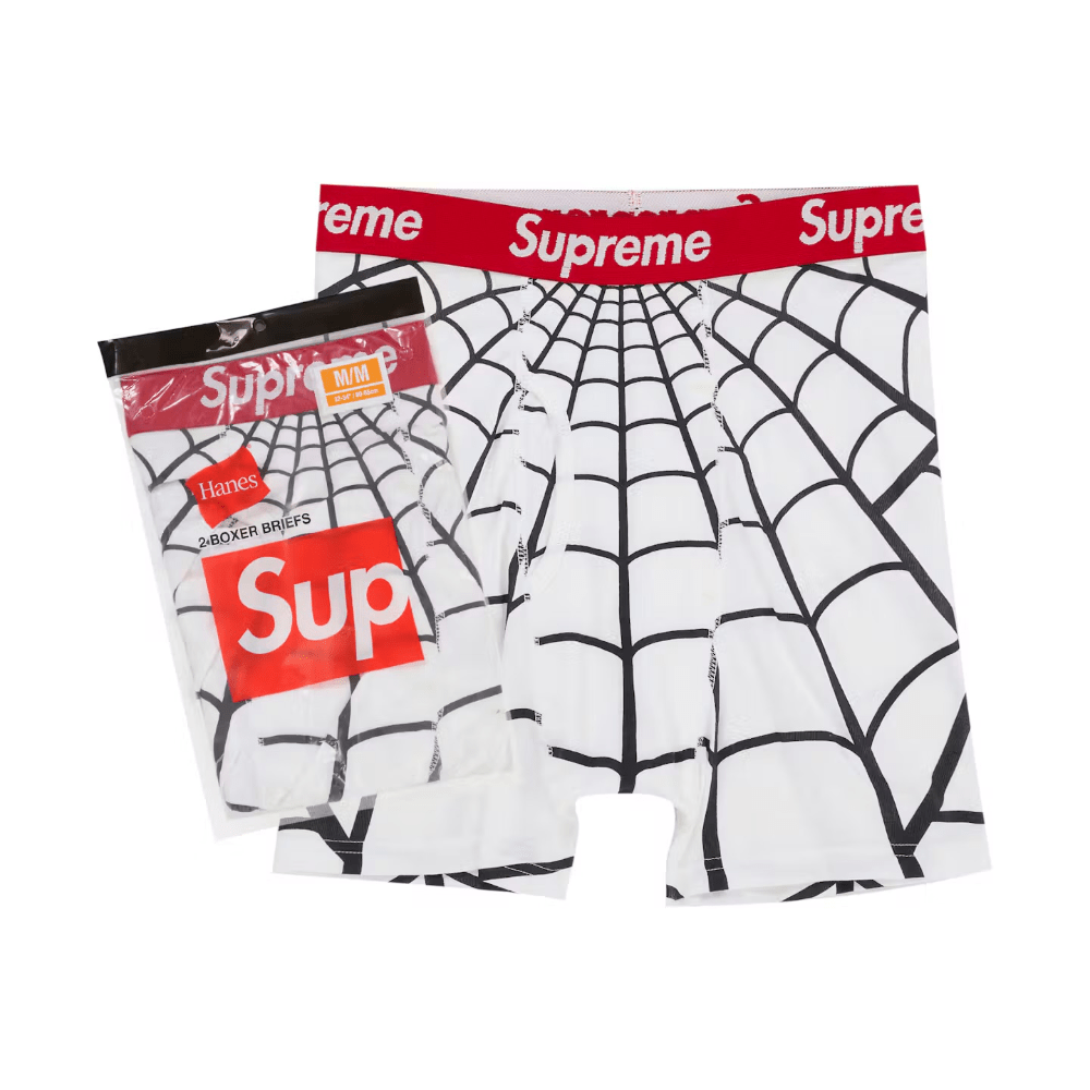 Supreme Hanes Spider Man Boxer Briefs 2 Pack White - AFewVibe