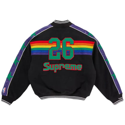 Supreme Mitchell & Ness Teams Varsity Jacket Black - AFewVibe