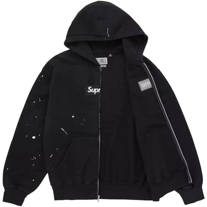 Supreme MM6 Maison Margiela Box Logo Zip Up Hooded Sweatshirt Black - AFewVibe
