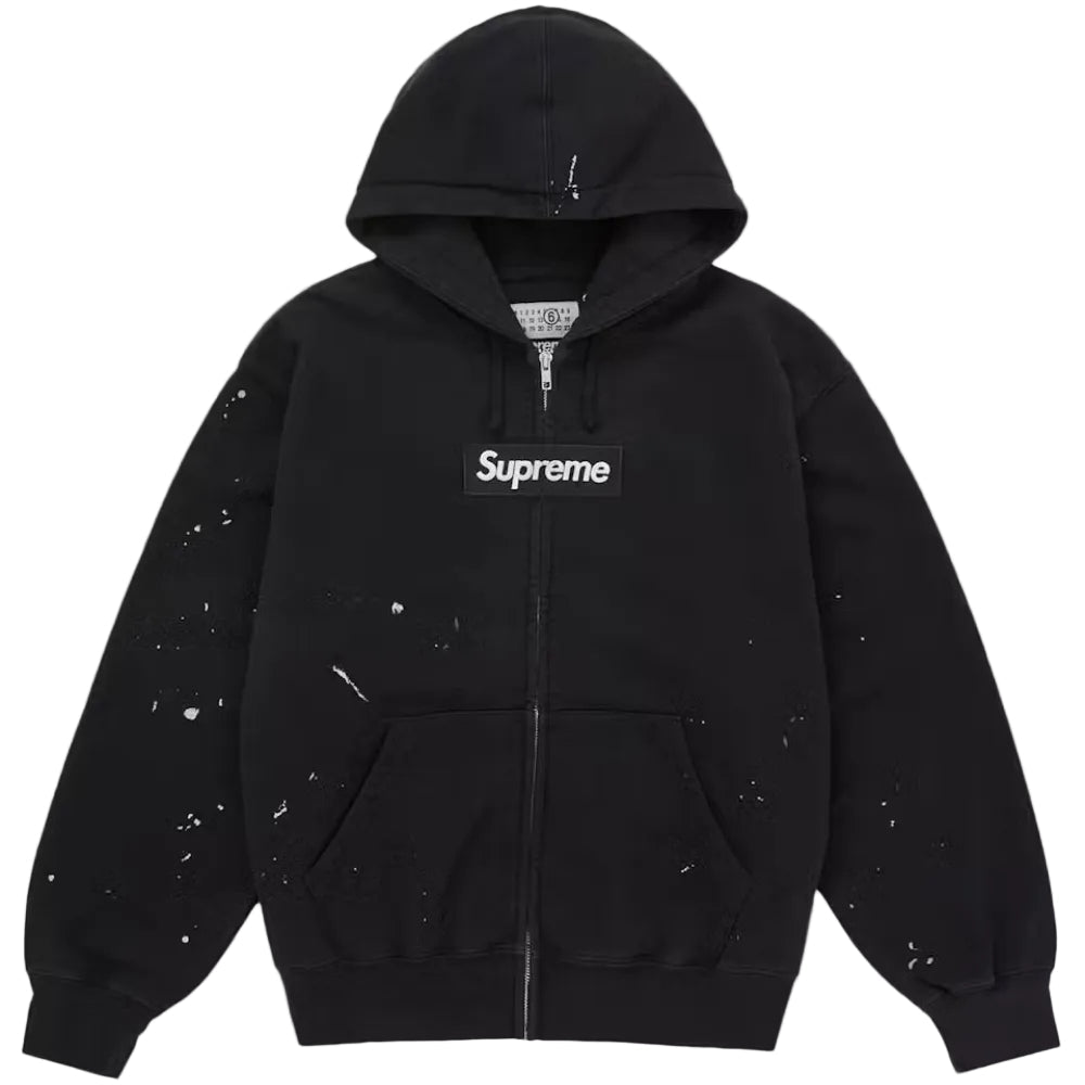 Supreme MM6 Maison Margiela Box Logo Zip Up Hooded Sweatshirt Black - AFewVibe