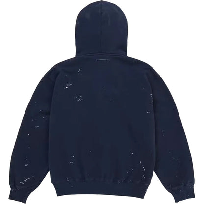 Supreme MM6 Maison Margiela Box Logo Zip Up Hooded Sweatshirt Navy - AFewVibe