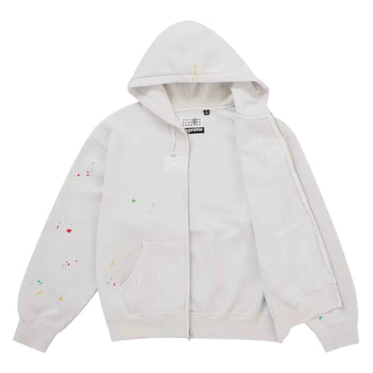 Supreme MM6 Maison Margiela Box Logo Zip Up Hooded Sweatshirt White - AFewVibe