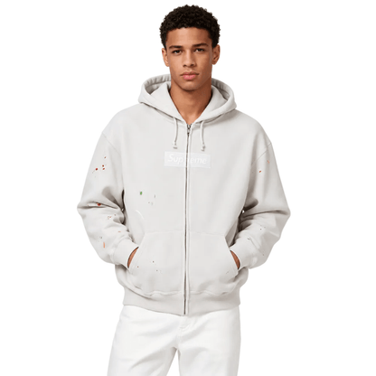 Supreme MM6 Maison Margiela Box Logo Zip Up Hooded Sweatshirt White - AFewVibe