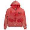 GALLERY DEPT. SUNFADED ENGLISH LOGO ZIP-UP-HOODIE - RED