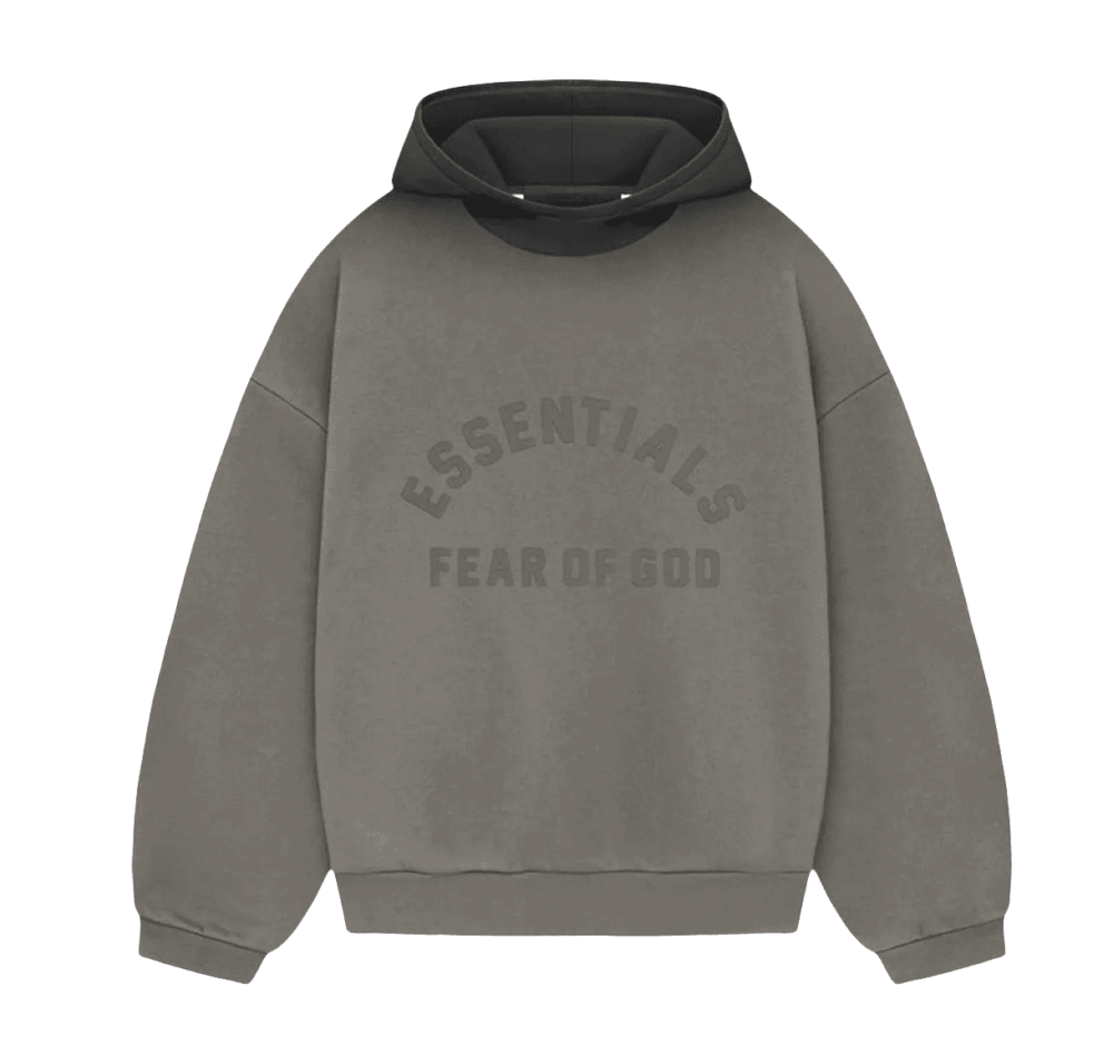 FEAR OF GOD ESSENTIALS NYLON FLEECE HOODIE IN INK/JET BLACK