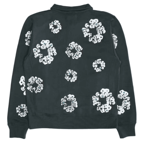 Denim Tears Rhinestone Wreath Half Zip Sweatshirt Black